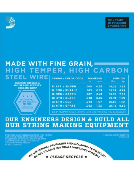 D'Addario EXL140 - 010-052 - Muta Di Corde Per Chitarra Elettrica Corde per Chitarra Elettrica strumenti musicali