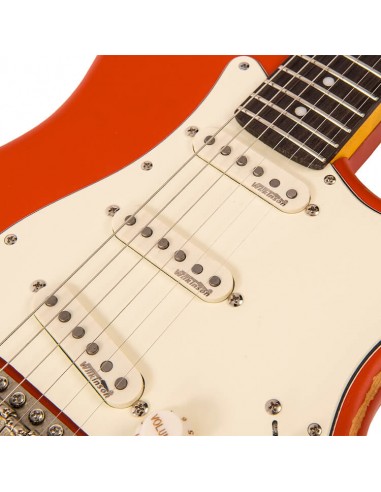 Vintage V6 Icon Distressed Firenza Red Chitarre Elettriche Solid Body strumenti musicali