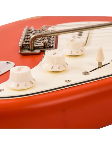 Vintage V6 Icon Distressed Firenza Red Chitarre Elettriche Solid Body strumenti musicali