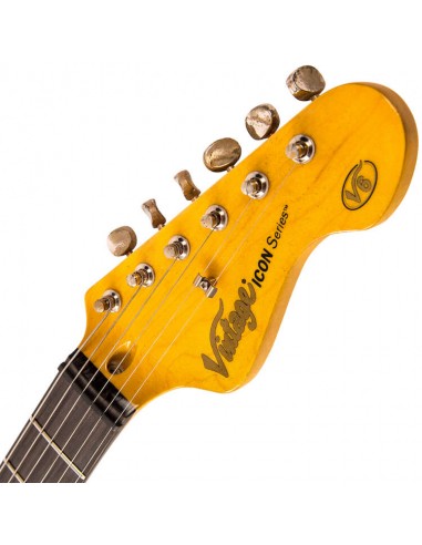 Vintage V6 Icon Distressed Firenza Red Chitarre Elettriche Solid Body strumenti musicali