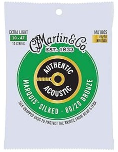 MARTIN MA180S Authentic Marquis Silked Extra Light 12-Strings Bronze 10-47 Corde per Chitarra Acustica strumenti musicali